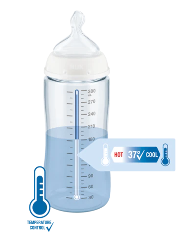 NUK First Choice+ biberón, 0-6 meses, Control de temperatura, Tetina de  silicona, Válvula anticólicos, Sin BPA